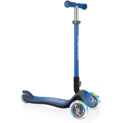 GLOBBER Scooter ELITE DELUXE LIGHTS Mit Leuchtrollen, Navy-blau