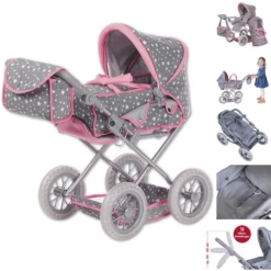 Knorr Toys® Puppenwagen Ruby - "Star Grey" Grau