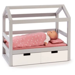 MUSTERKIND® Puppen-Hausbett Viola Grau/weiß