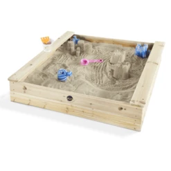 Plum® Quadratischer Kinder Holz Sandkasten Mit Sitzbänken